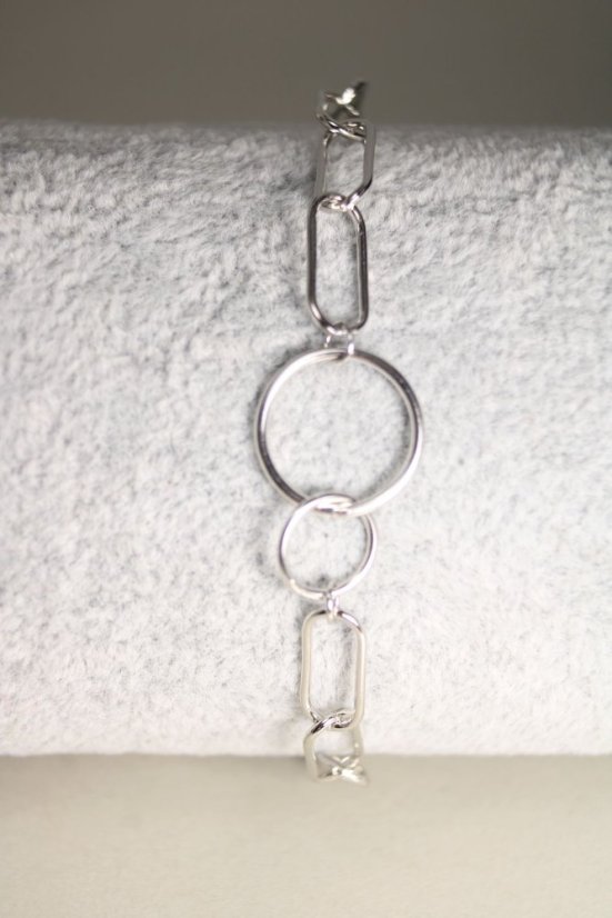 Strieborný náramok v modernom štýle, rhodium, 17-20 cm, 4,17 g, 925/1000