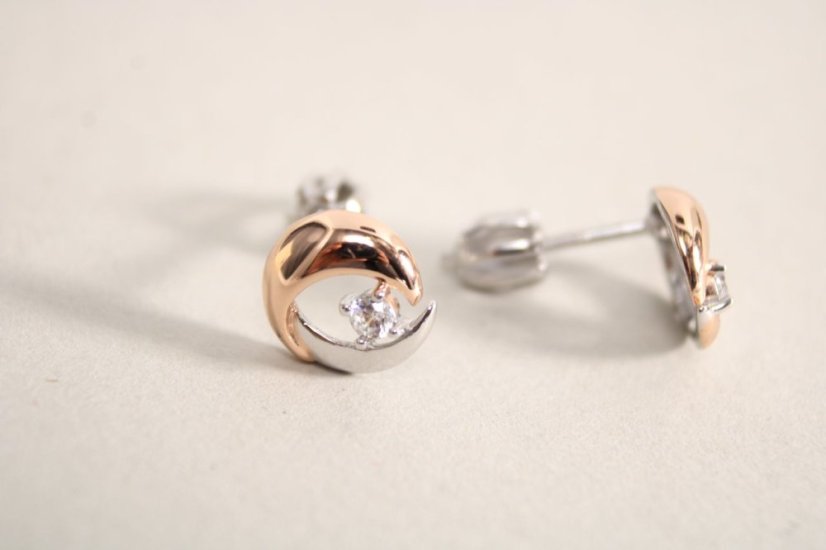 Náušnice-kombinované striebro-číre zirkóny-šrubky-rhódium