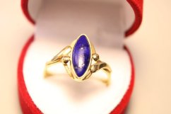 Zlatý prsteň s Lapis Lazuli žlté zlato, veľkosť 60, 2,65 g, 14 karátov, 585/1000
