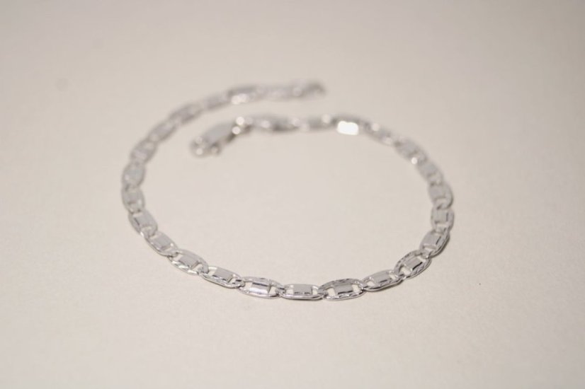Strieborný náramok úzke vzorované platničky, rhodium, 18,5/20cm, 3,05 g 925/1000