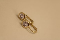 Náušnice- číry zirkón- patent- žlté zlato- 14 karátov