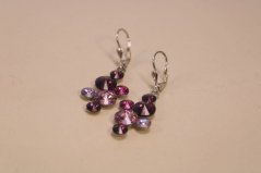 Náušnice-strapec hrozna-fialové swarovski crystals-rhodiované striebro