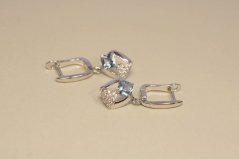 Visiace náušnice-modrý zirkón-striebro-rhodium
