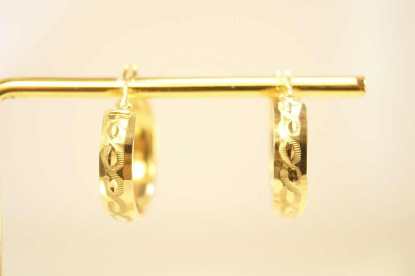Náušnice gravírované kruhy, žlté zlato, 2,43g, 14k 585/1000