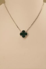 Celebritka - ďatelinka - zelený malachit - rhodium - striebro