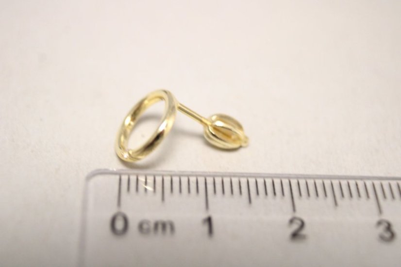 Strieborné pozlátené naušnice kruhy s čírym zirkónom, 1,29g, šrubovačky, 925/1000