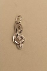 Prívesok- husľový kľúč- gravírovaný- biele zlato-14K