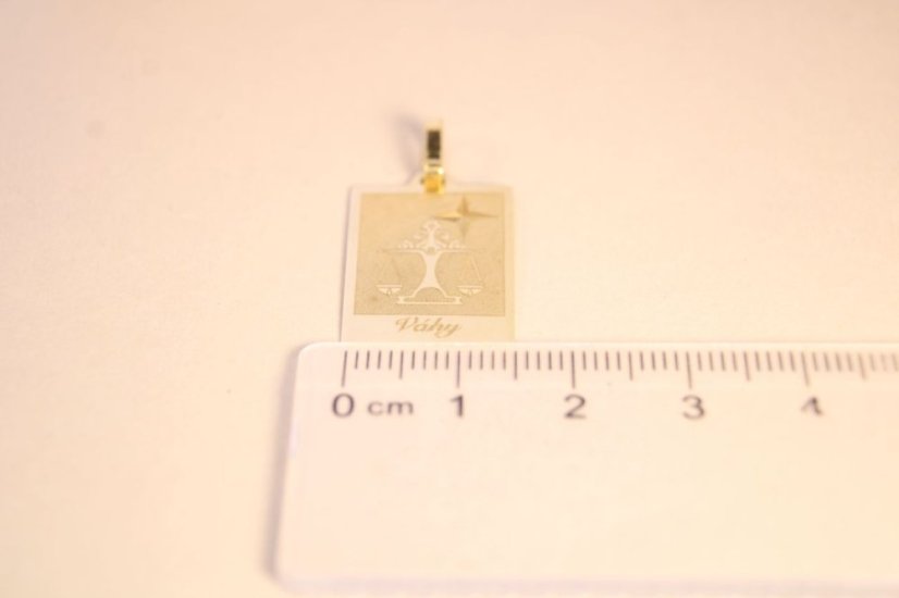 Zlatý prívesok so znamením Váhy, lesklo-matný, žlté zlato, 1,61 g, 14K 585/1000