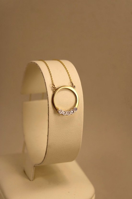 Náhrdelník - diamanty 0,045 ct H/SI2 - kombinované zlato - 14 karátov