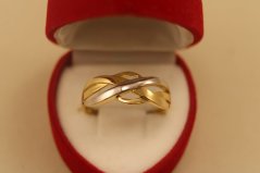 Prsteň- prepletaný vzor- kombinované zlato- 14 karátov