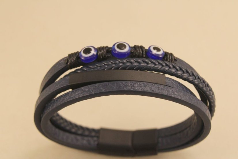 Pletený kožený náramok s magnetickou sponou