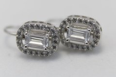 Náušnice visiace biele zlato číre zirkóny 2,23g 14k 585/1000