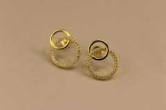 Náušnice- kruhy- číre zirkóny- puzetky- pozlátené striebro