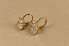 Náušnice- číry zirkón- patent- pozlátené striebro