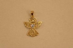 Prívesok-vyrezávaný Anjel- viacfarebné zlato- 14 karátov