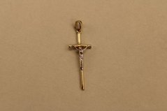 Prívesok - kríž s telom Ježiša - viacfarebné zlato - 14K