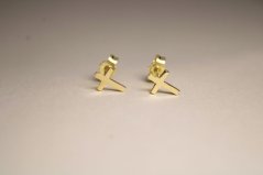 Zlaté náušnice v tvare krížika, puzetky, žlté zlato, 0,64 g, 14K 585/1000