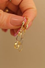 Visiace zlaté náušnice - patent - viacfarebné zlato - 14K