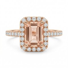 Prsteň- Morganit- brilianty- 0,05 ct- rúžové zlato- 14 karátov