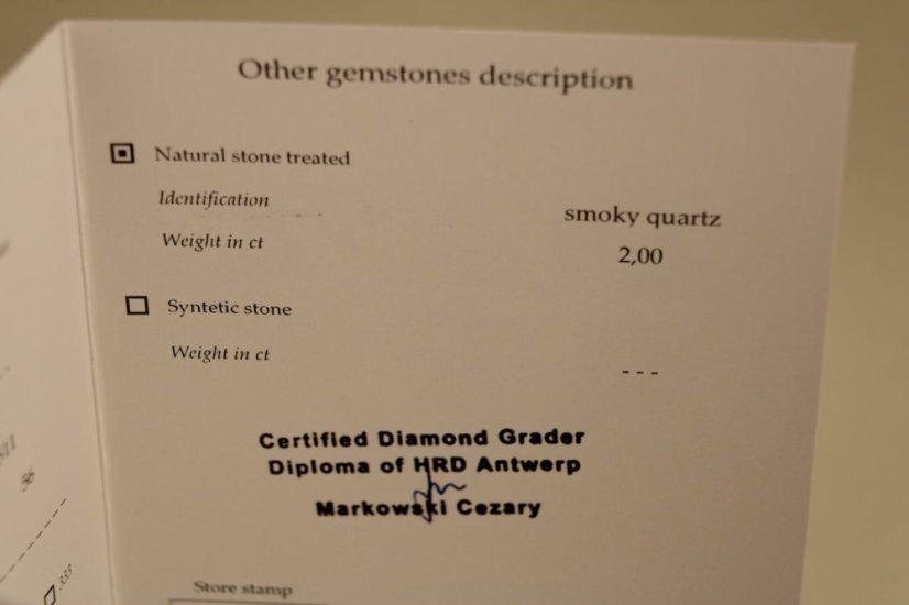 Prsteň - dýmový kremeň "smoky quartz" 2,00 ct - diamanty 0,07 ct SI2-H - žlté zlato - 14K