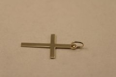 Prívesok- hladký krížik- žlté zlato- 14 karátov