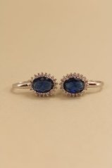 Náušnice- modrý kameň- číre zirkóny- patent- rhódiované striebro