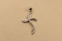 Prívesok - krížik - zirkóny - striebro - rhodium