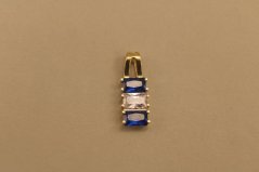 Prívesok - číre a modré zirkóny - žlté zlato -14K