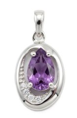 Prívesok-slzový Ametyst- číre zirkóny- rhódiované striebro