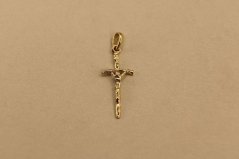 Prívesok - Ježiš na kríži - žlté zlato - 14 karátov