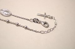 Strieborný náramok rúženec, zázračná medaila, krížik, rhódium, 16-19cm, 2,49g, 925/1000
