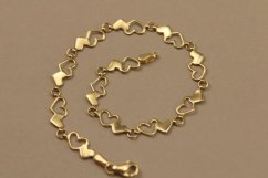 Zlatý náramok-Dámsky-srdiečka-žlté zlato-14 karátov