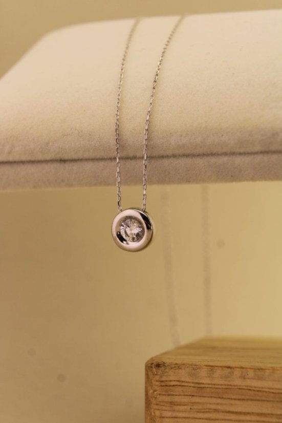 Zlatá celebritka - Zirkón v hladkej obrube - Biele zlato - 14k