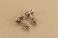 Náušnice- motýliky- číre-rúžové- zirkóny-šrúbky-biele zlato-14K