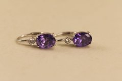 Náušnice-fialový kameň-patent-rhodium-striebro