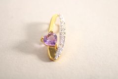 Prívesok-Ametyst-číre zirkóny-rhodium-kombinované striebro