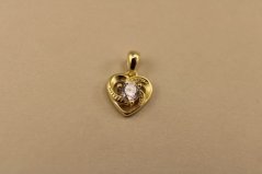 Prívesok- srdiečko- číry zirkón- pozlátené striebro