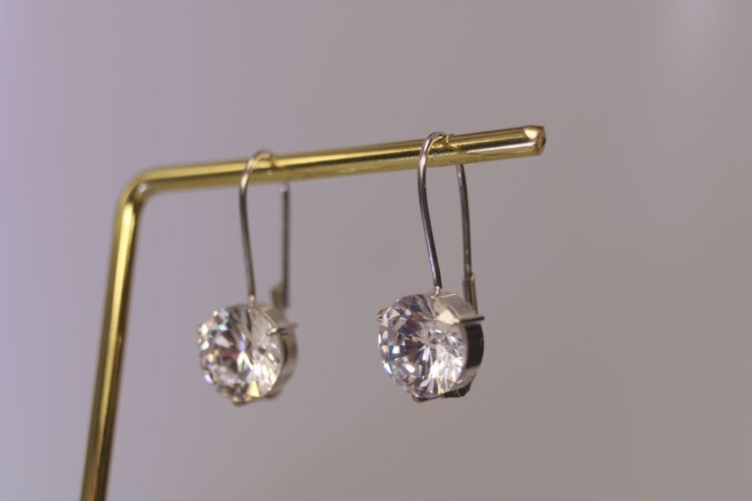 Náušnice-číry zirkón-biele zlato-14 karátov