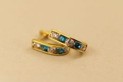 Zlaté dámske náušnice - Francúzke zapínanie - Zirkóny - 14k - Žlté zlato