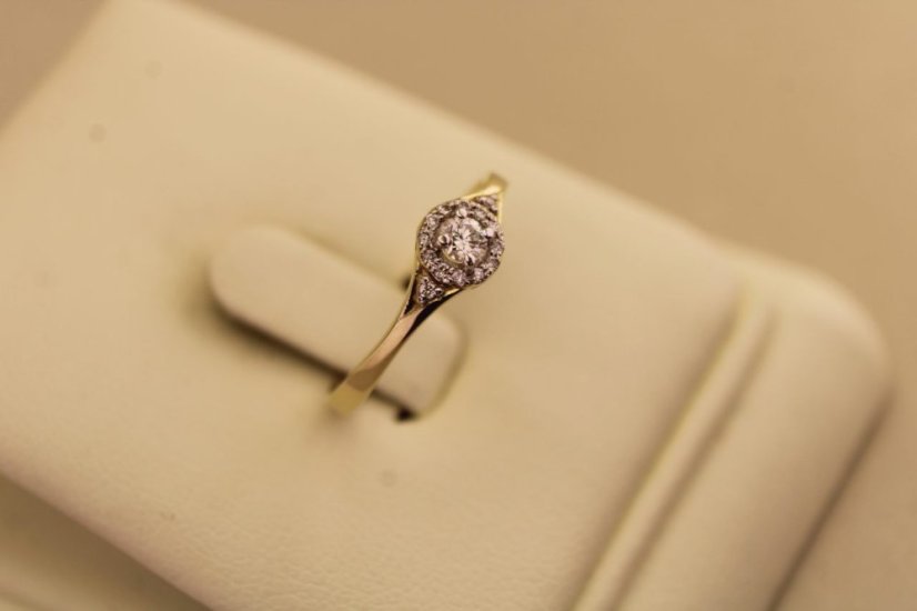 Prsteň- brilianty-H/Si2- viacfarebné zlato- 14 karátov