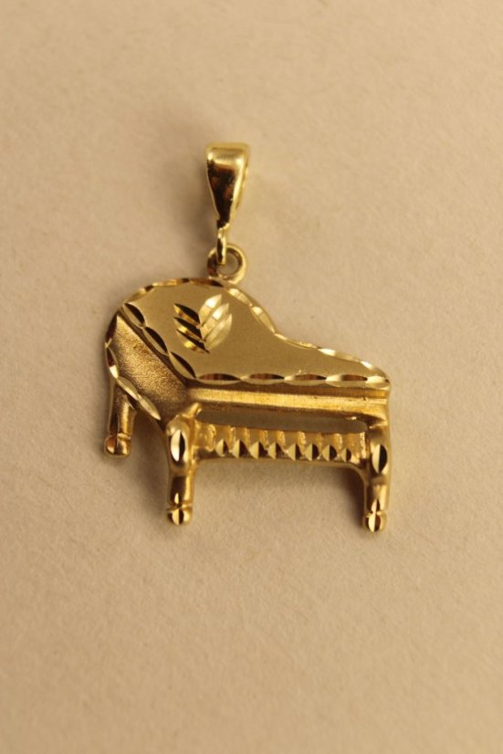 Prívesok-v tvare klavíra-lesklo-matný-žlté zlato-14 K