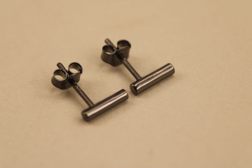 Minimalistické náušnice-puzetky-čierne rhodium-striebro