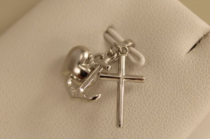 Prívesok- srdce- kotva- kríž- rhódiované striebro