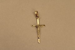 Prívesok - Ježiš na kríži - žlté zlato - 14 karátov