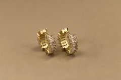 Náušnice- kruhy- číre kamene- kĺb- pozlátené striebro