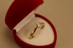 Prsteň - číry zirkón - kombinované zlato - 14K