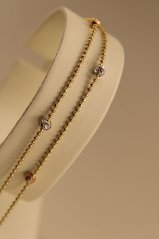 Náramok- guľôčky- gravír- viacfarebné zlato- 14 karátov