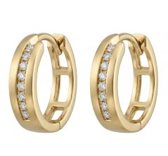 Náušnice-kruhy- číre zirkóny- zacvakávacie- žlté zlato- 14 karátov