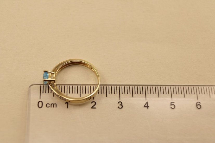 Prsteň - Topás - Diamanty 0,03 ct - SI2-H - žlté zlato - 14K