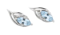 Naušnice- modrý topás- zirkóny- šrúbky- rhódiované striebro